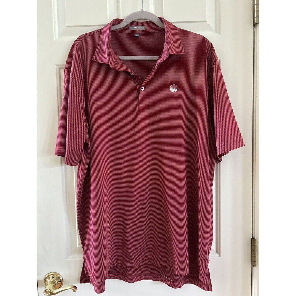 Peter Millar Summer Comfort Polo Shirt Mens XL Burgundy Striped Golf Shirt